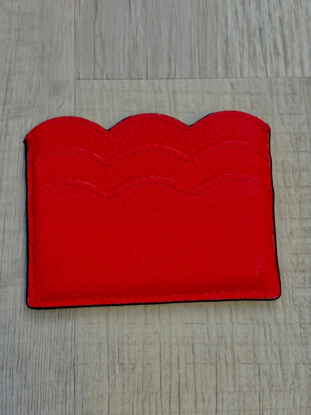 Kate Spade Leewood Place Red Leather Card Holder Wallet Coastal Nautical Luxury